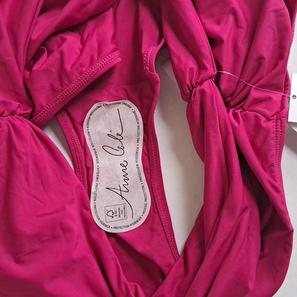 Anne Cole Convertible High Waist Shirred Swim Bottom Berry - Picture 9 of 9